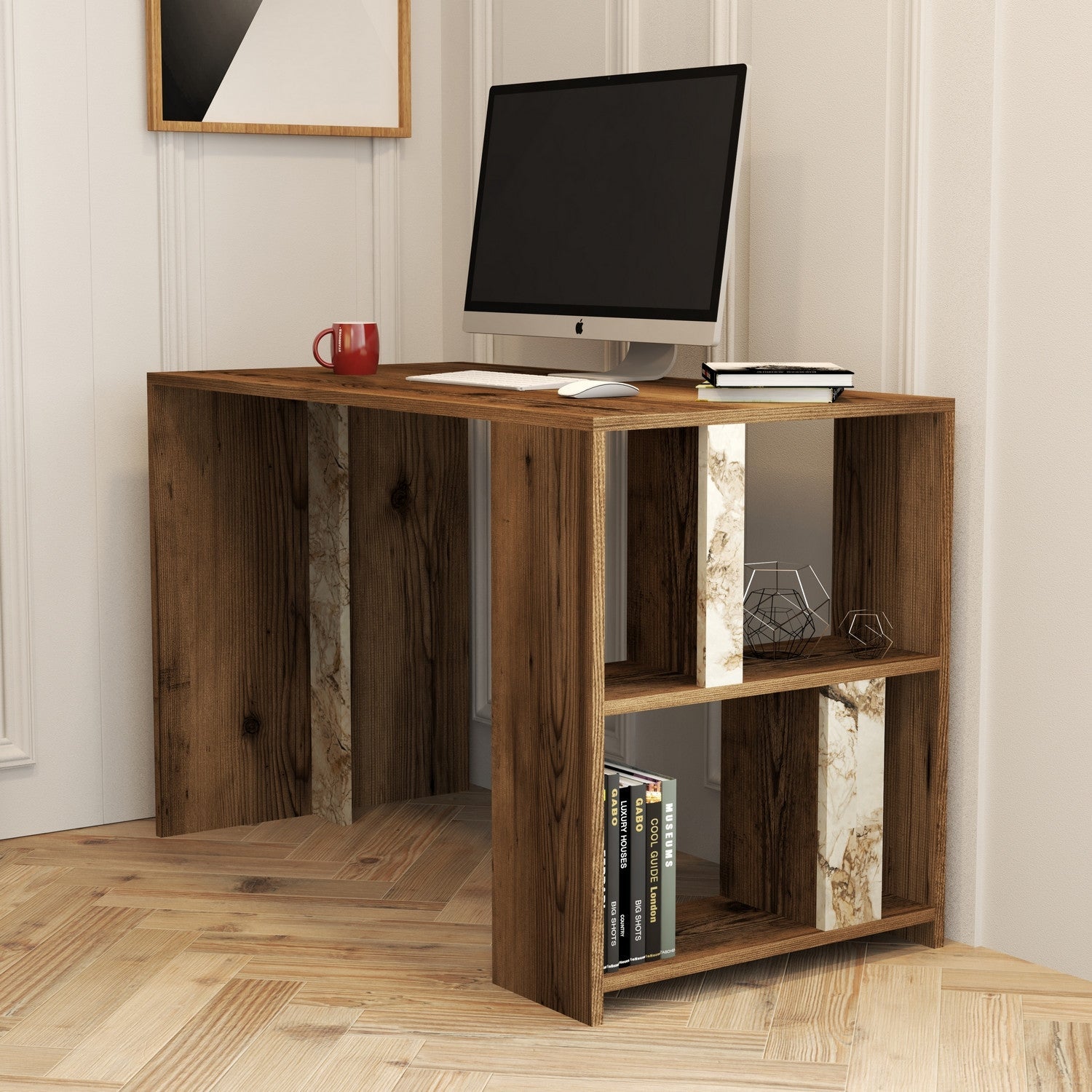 Radni stol Lima - Walnut, White Marble | AG-vitahome.hr