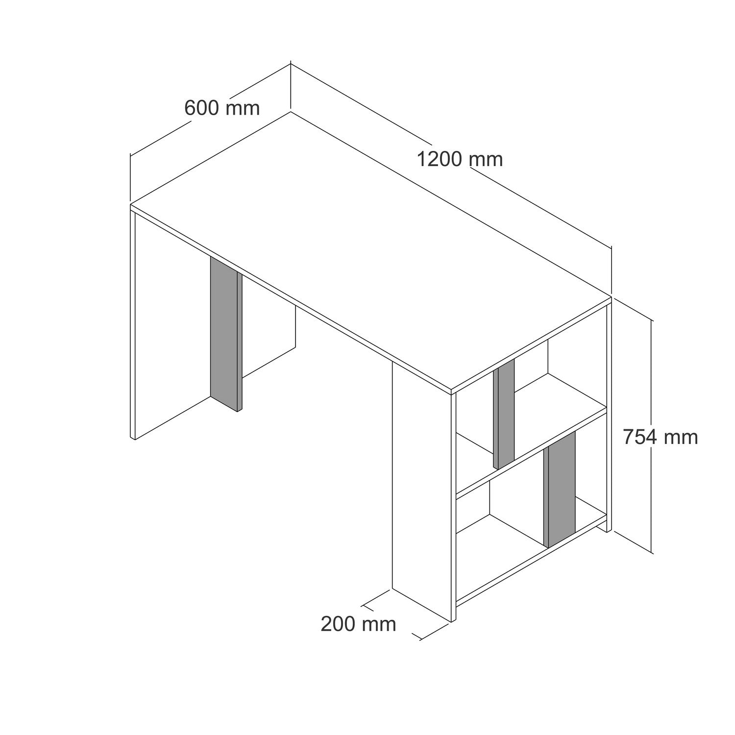 Radni stol Lima - White, Anthracite | AG-vitahome.hr