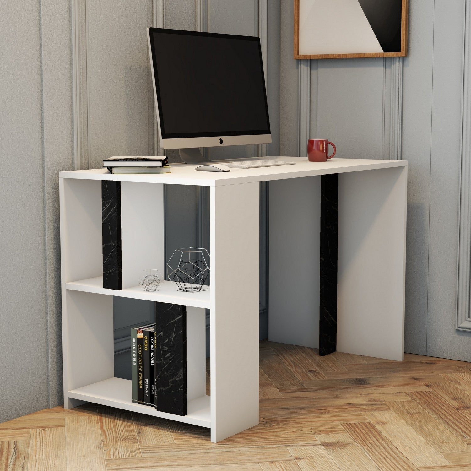 Radni stol Lima - White, Black Marble | AG-vitahome.hr