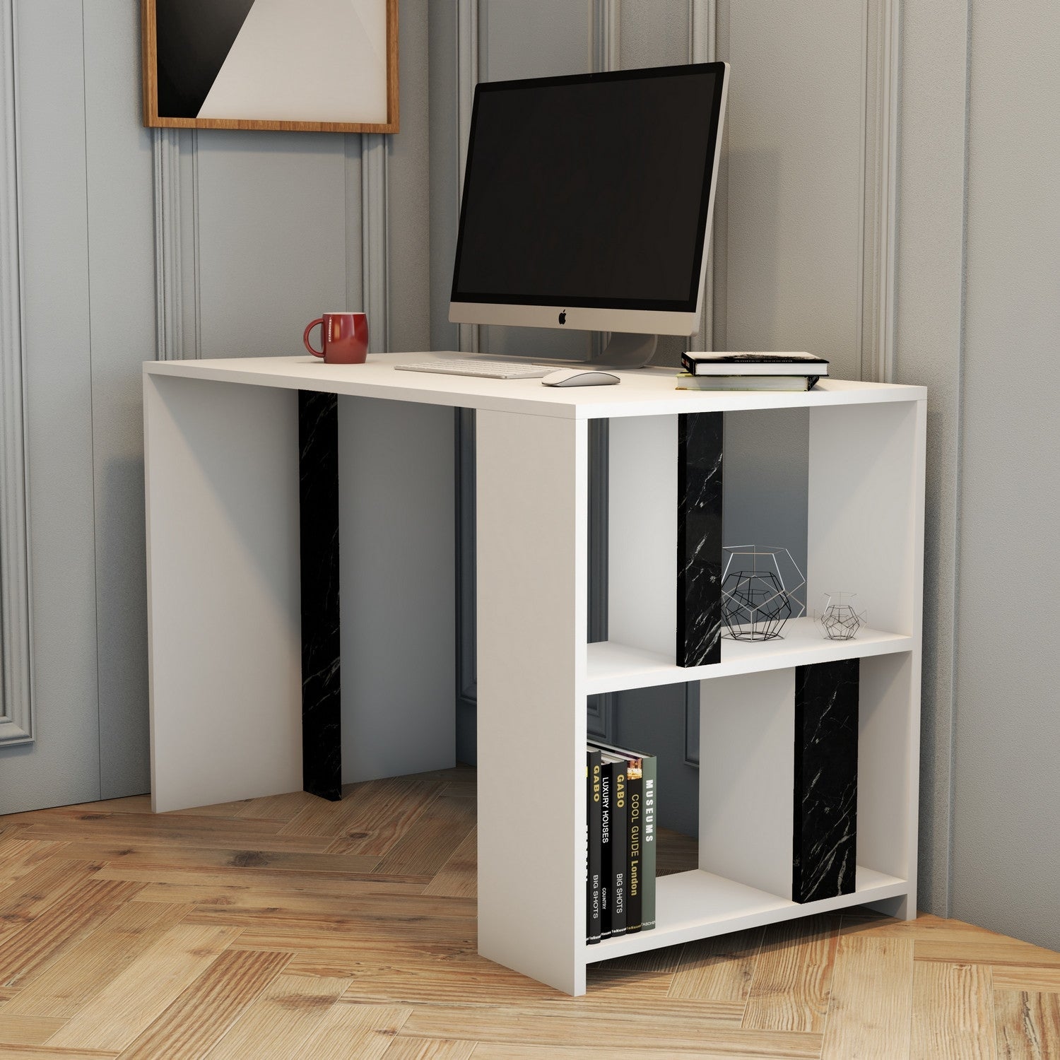 Radni stol Lima - White, Black Marble | AG-vitahome.hr
