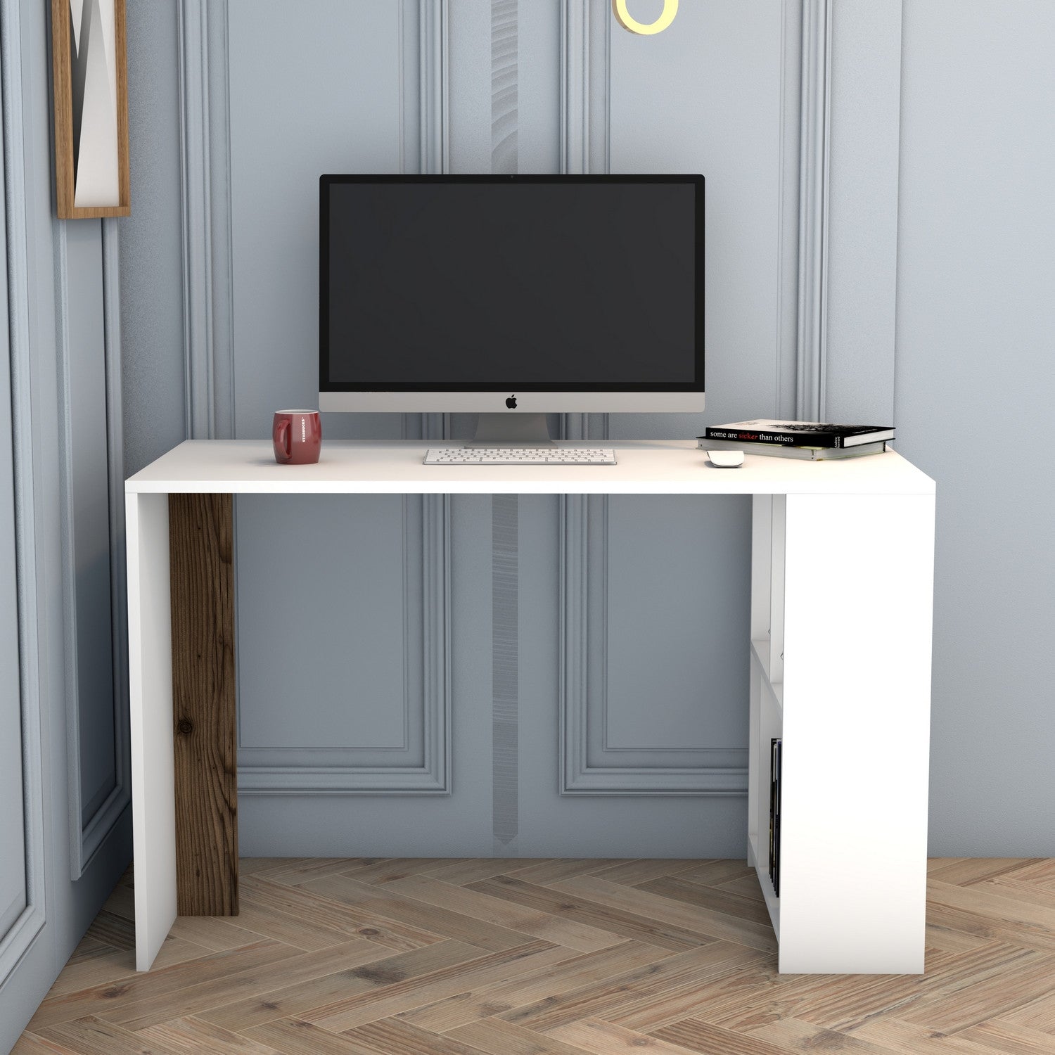 Radni stol Lima - White, Walnut | AG-vitahome.hr