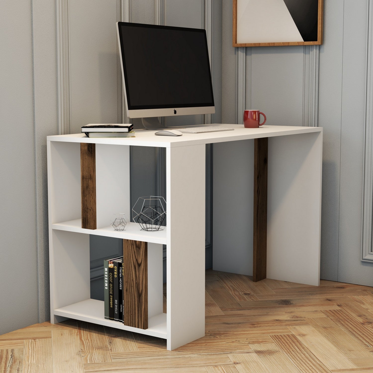 Radni stol Lima - White, Walnut | AG-vitahome.hr