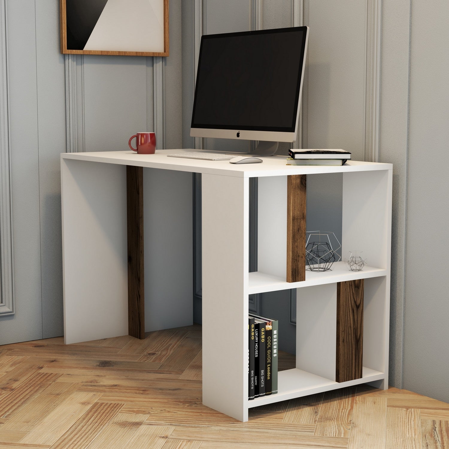 Radni stol Lima - White, Walnut | AG-vitahome.hr