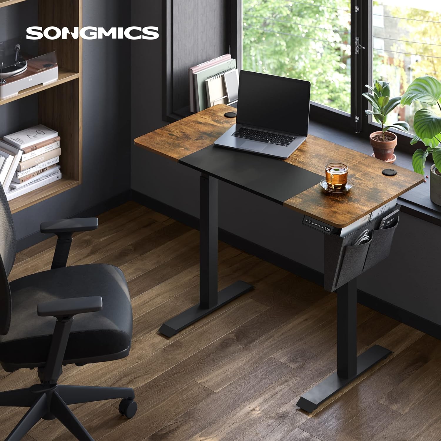 Radni stol podesive visine s funkcijom memorije, smeđe-crni | SONGMICS-vitahome.hr