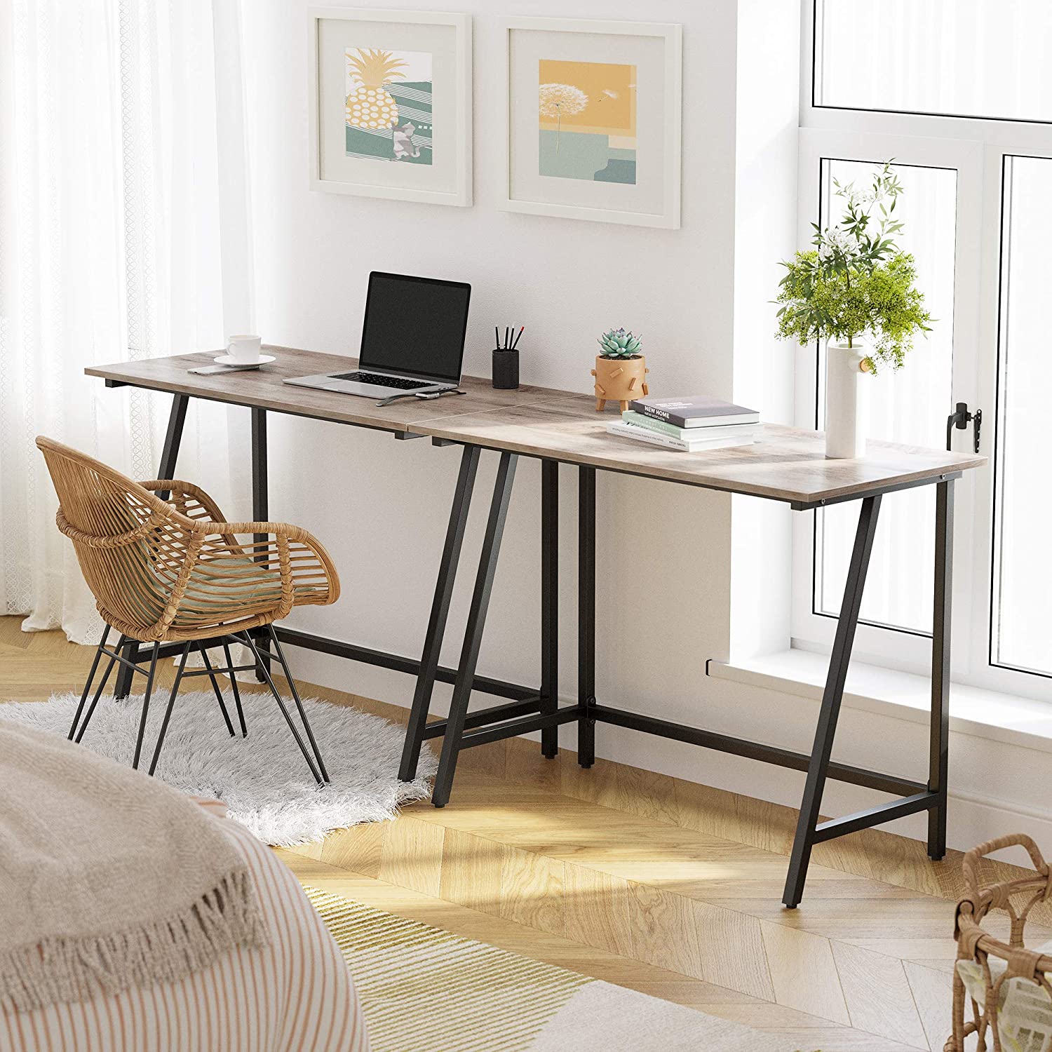 Radni stol, računalni stol 100 x 50 x 75 cm sivo i crno | Vasagle-vitahome.hr