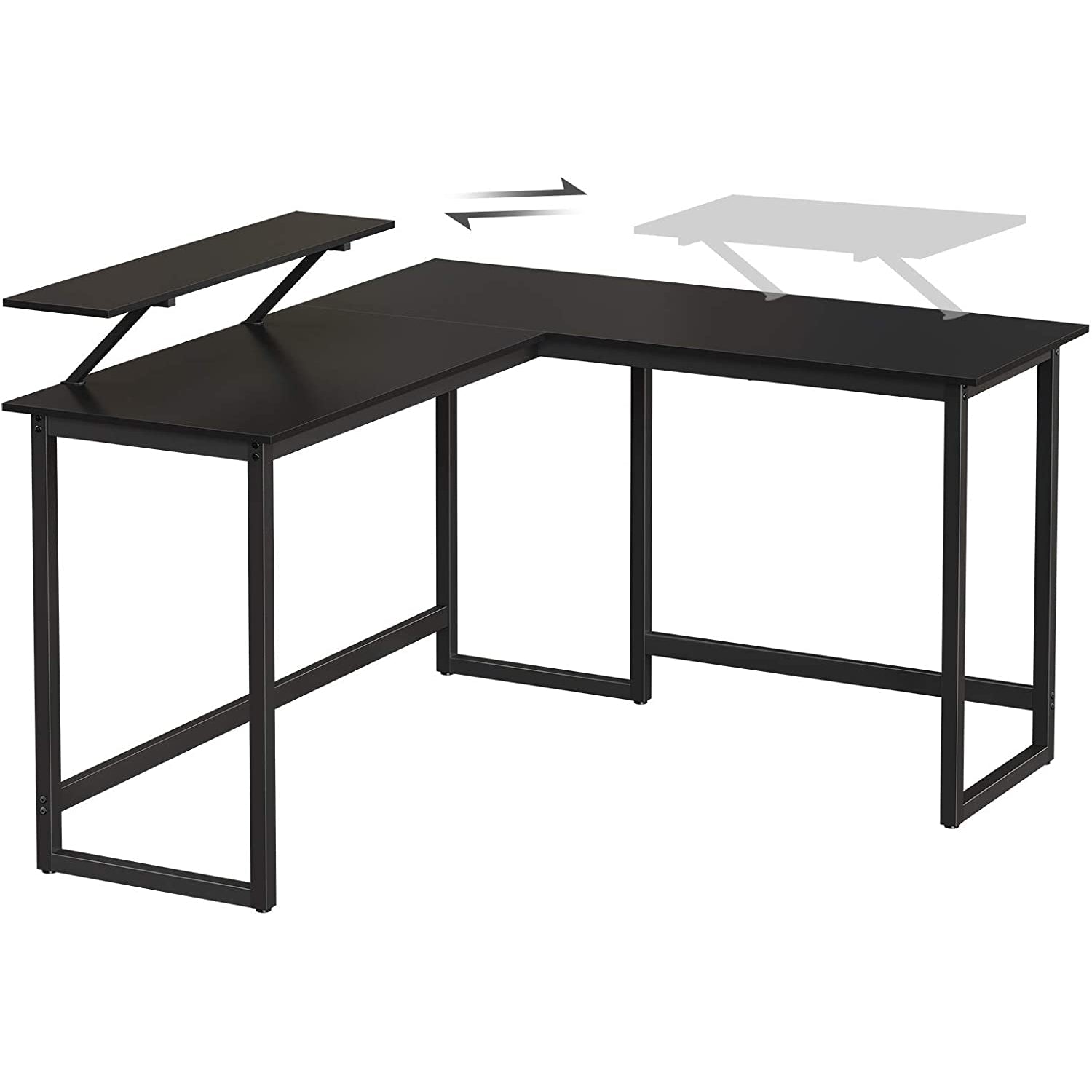 Radni stol, računalni stol u obliku slova L sa stalkom za monitor 140 x 130 x 89 cm | Vasagle-vitahome.hr