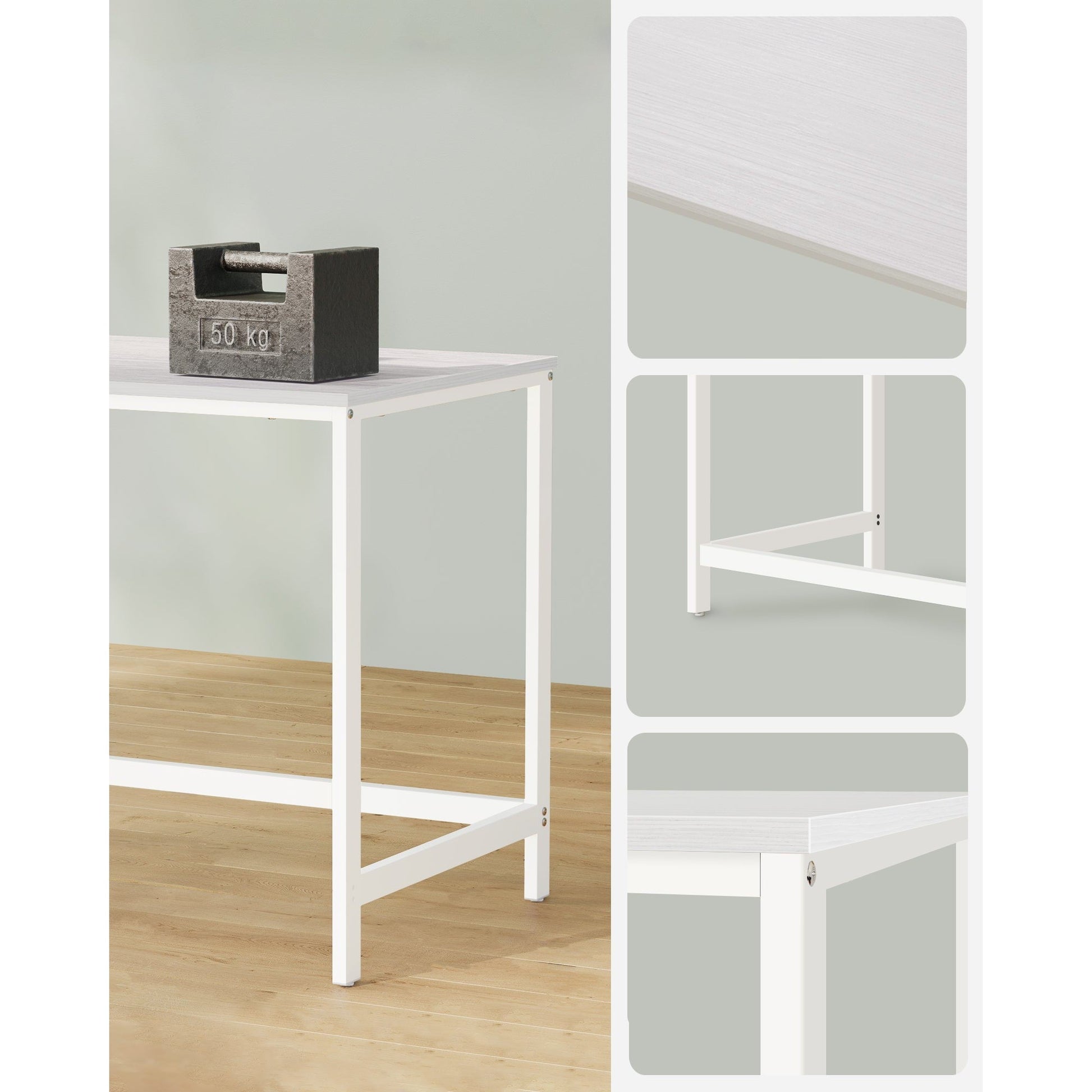 Radni stol s 2 police, moderan dizajn, 60 x 120 x 76 cm, bijelo-javor boja | VASAGLE-vitahome.hr