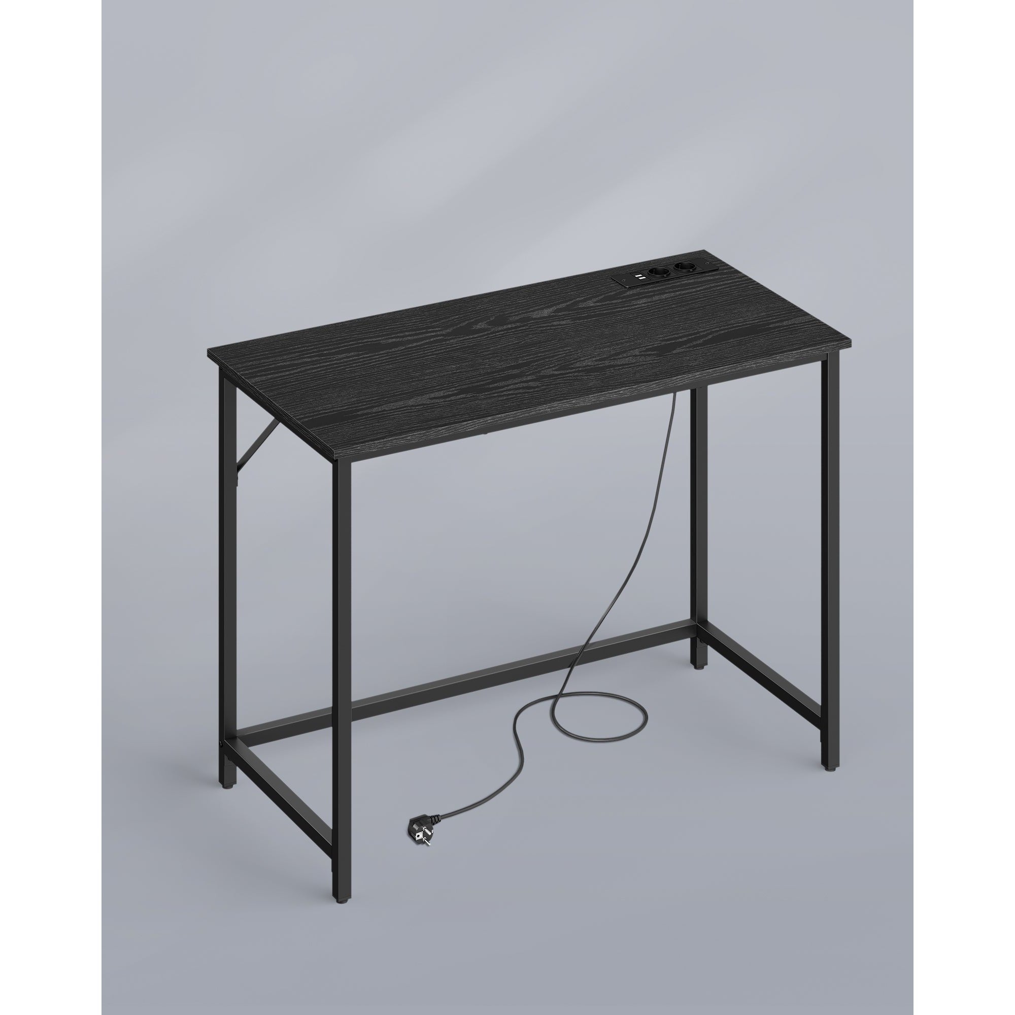 Radni stol s podesivom LED rasvjetom i utičnicom, 50 x 100 x 76 cm, crne boje | VASAGLE-vitahome.hr