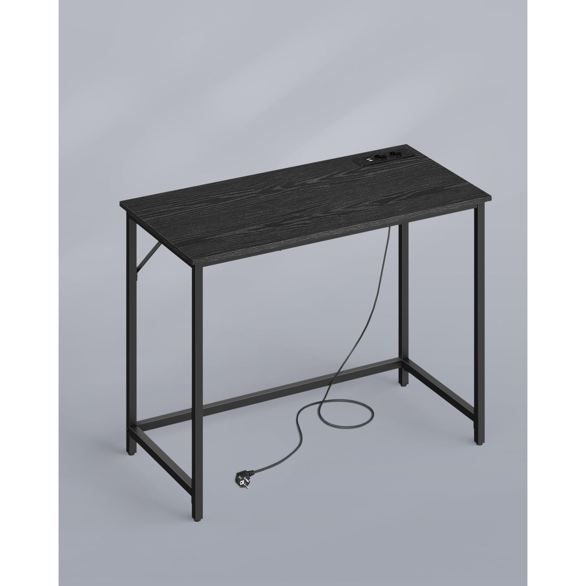 Radni stol s podesivom LED rasvjetom i utičnicom, 50 x 100 x 76 cm, crne boje | VASAGLE-vitahome.hr