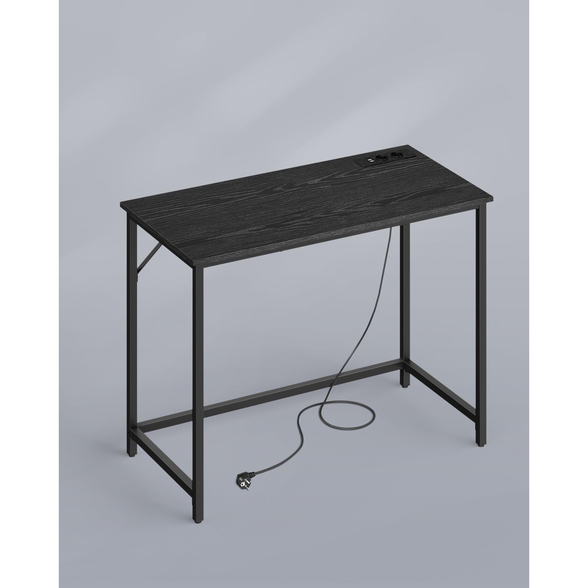 Radni stol s podesivom LED rasvjetom i utičnicom, 50 x 100 x 76 cm, crne boje | VASAGLE-vitahome.hr