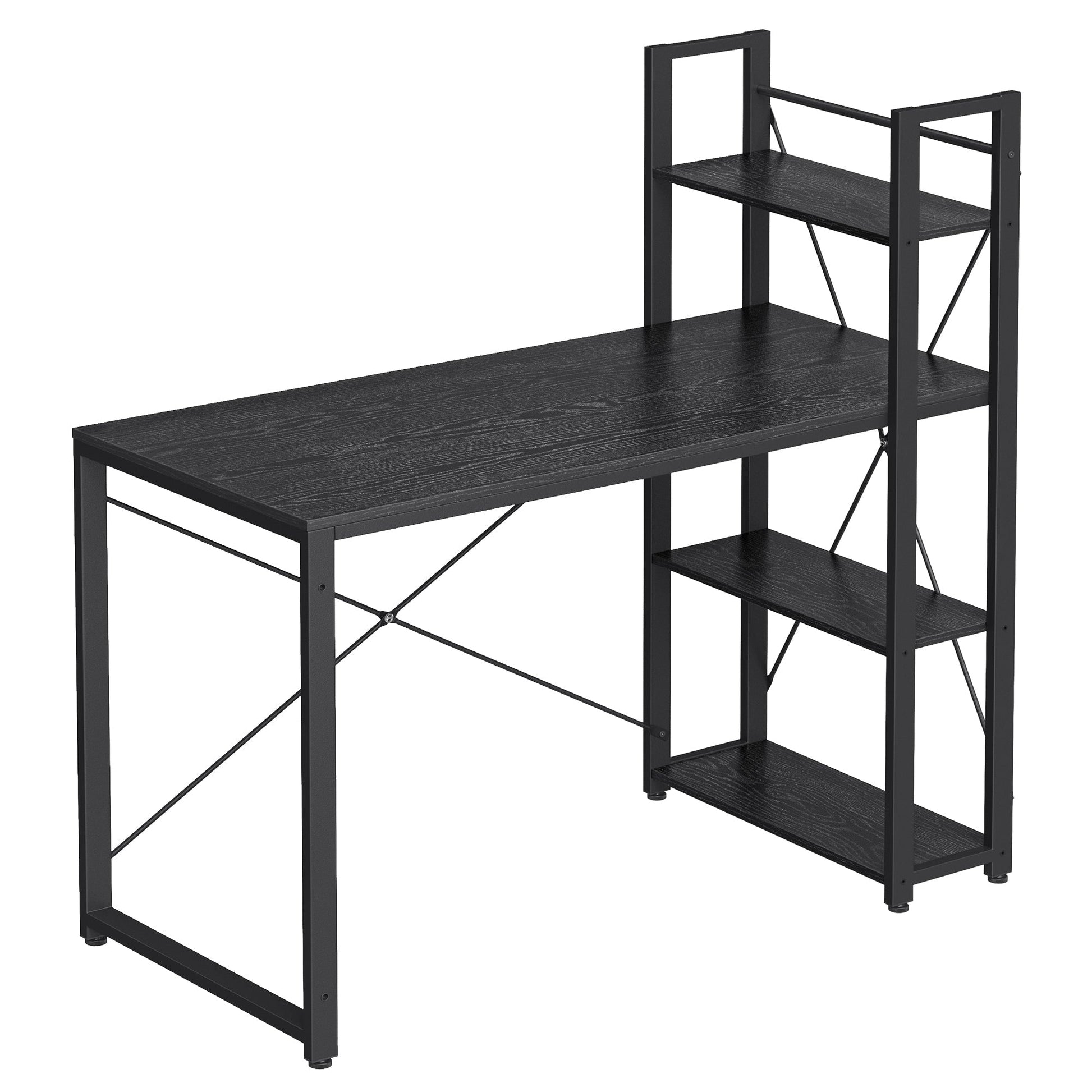 Radni stol s policama desno ili lijevo, 56 x 120 x 120 cm, crni | VASAGLE-vitahome.hr