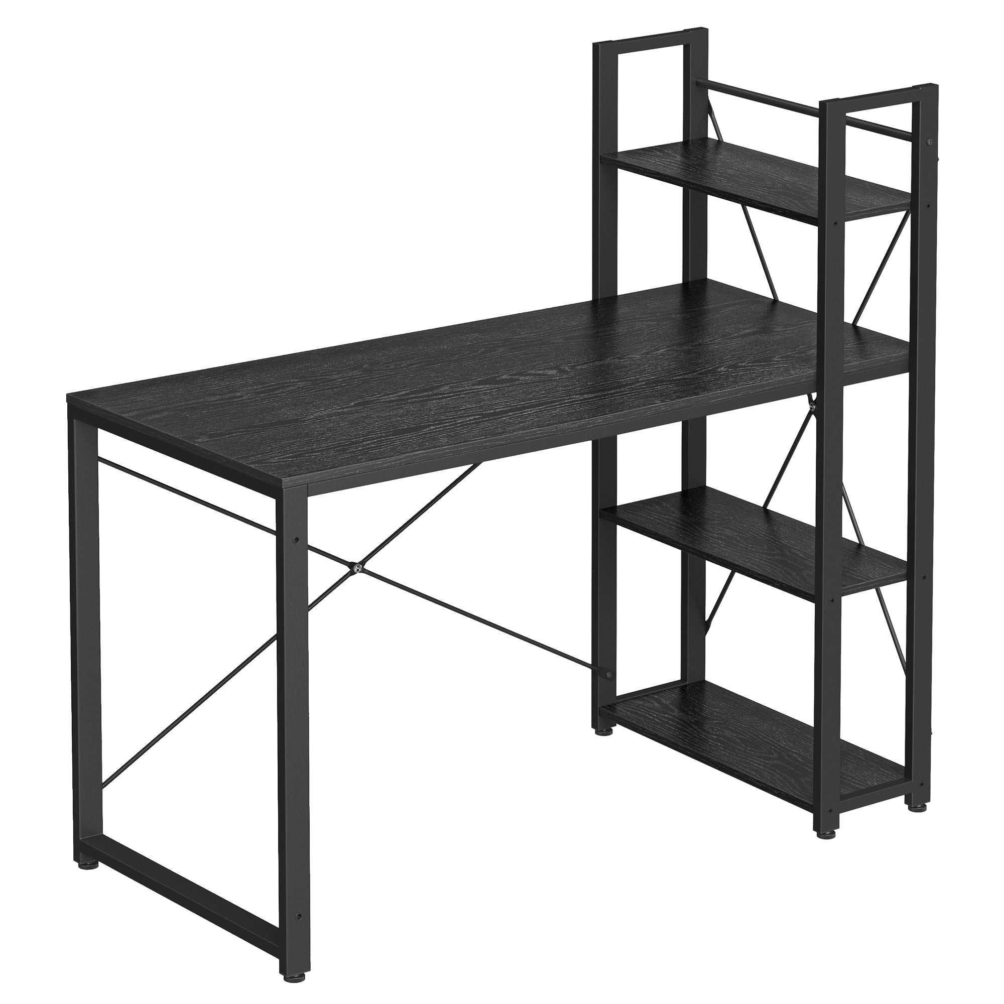 Radni stol s policama desno ili lijevo, 56 x 120 x 120 cm, crni | VASAGLE-vitahome.hr