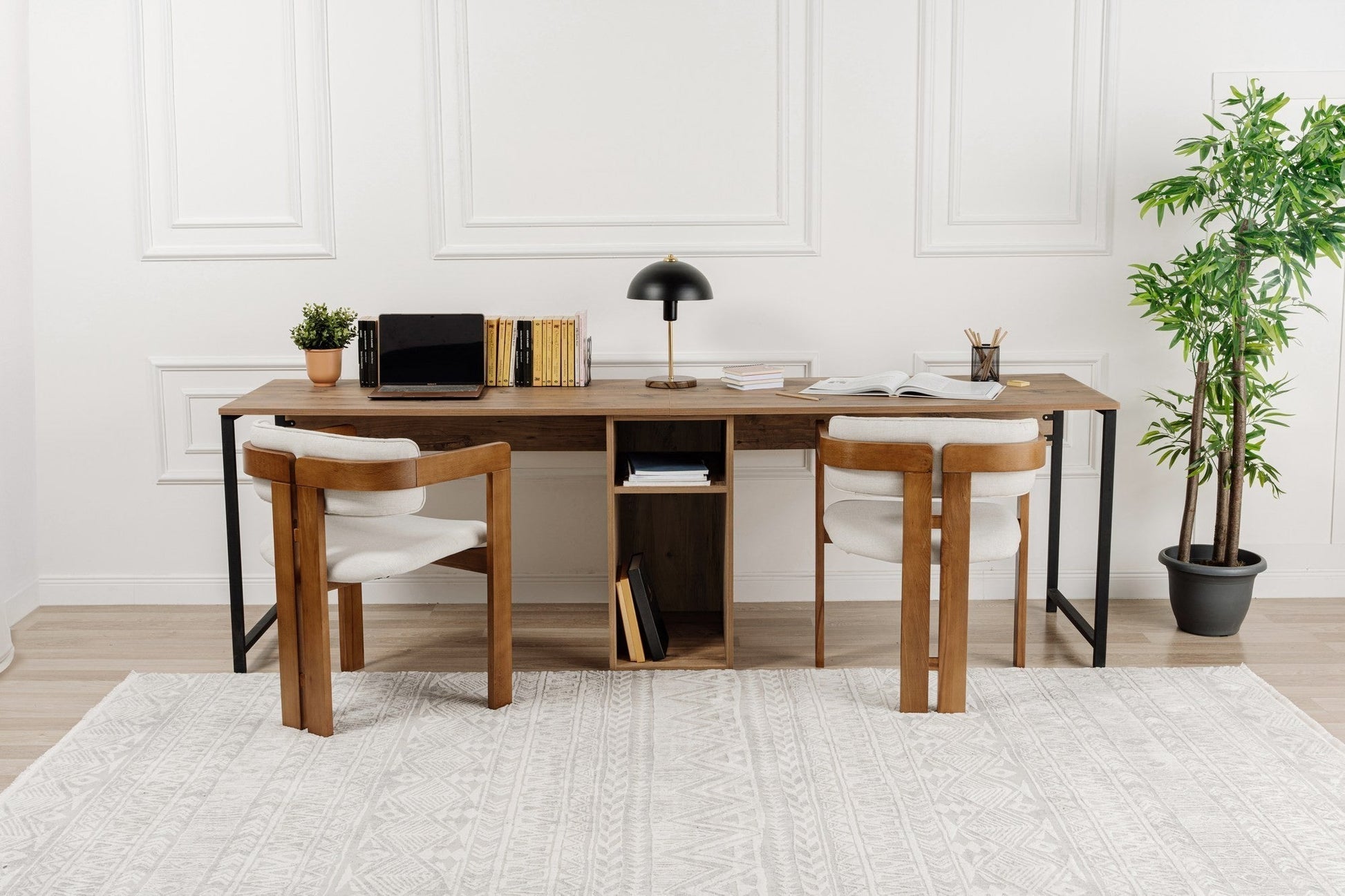 Radni stol Twin Study Desk - Atlantic Pine, Black | AG-vitahome.hr