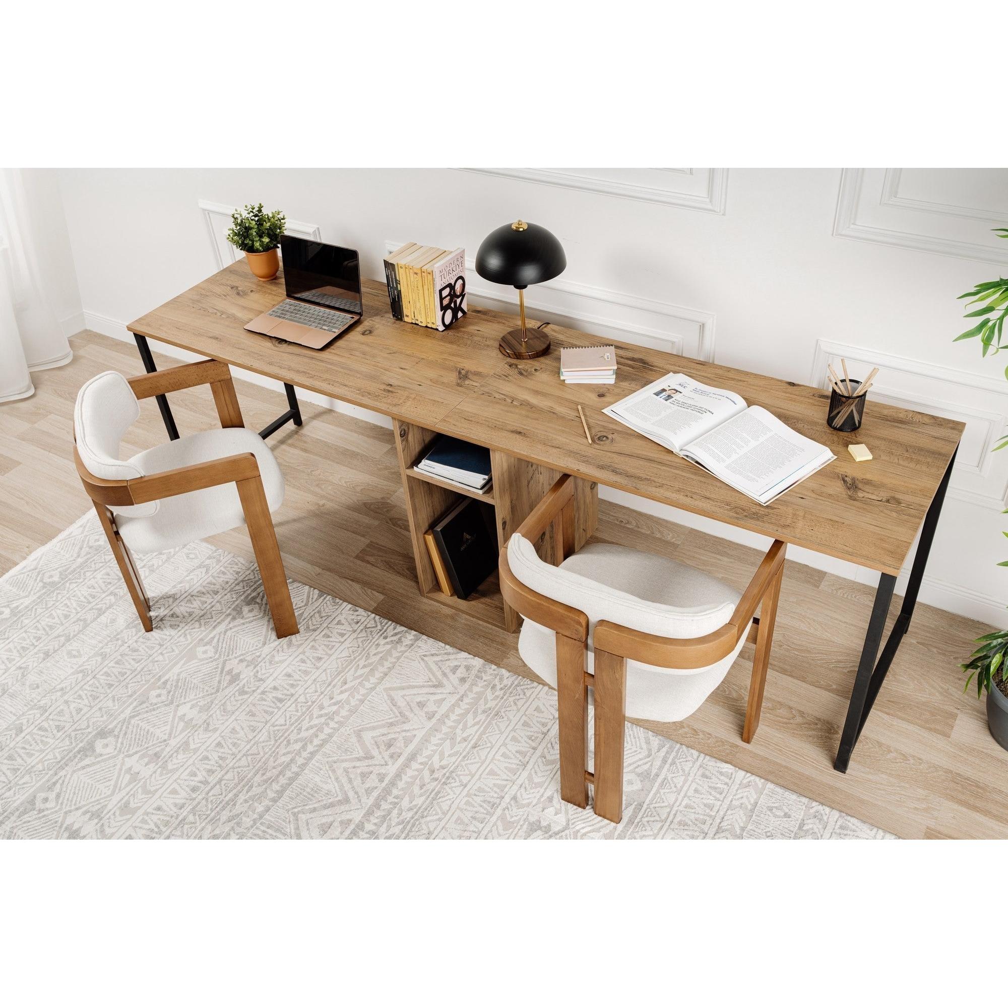 Radni stol Twin Study Desk - Atlantic Pine, Black | AG-vitahome.hr