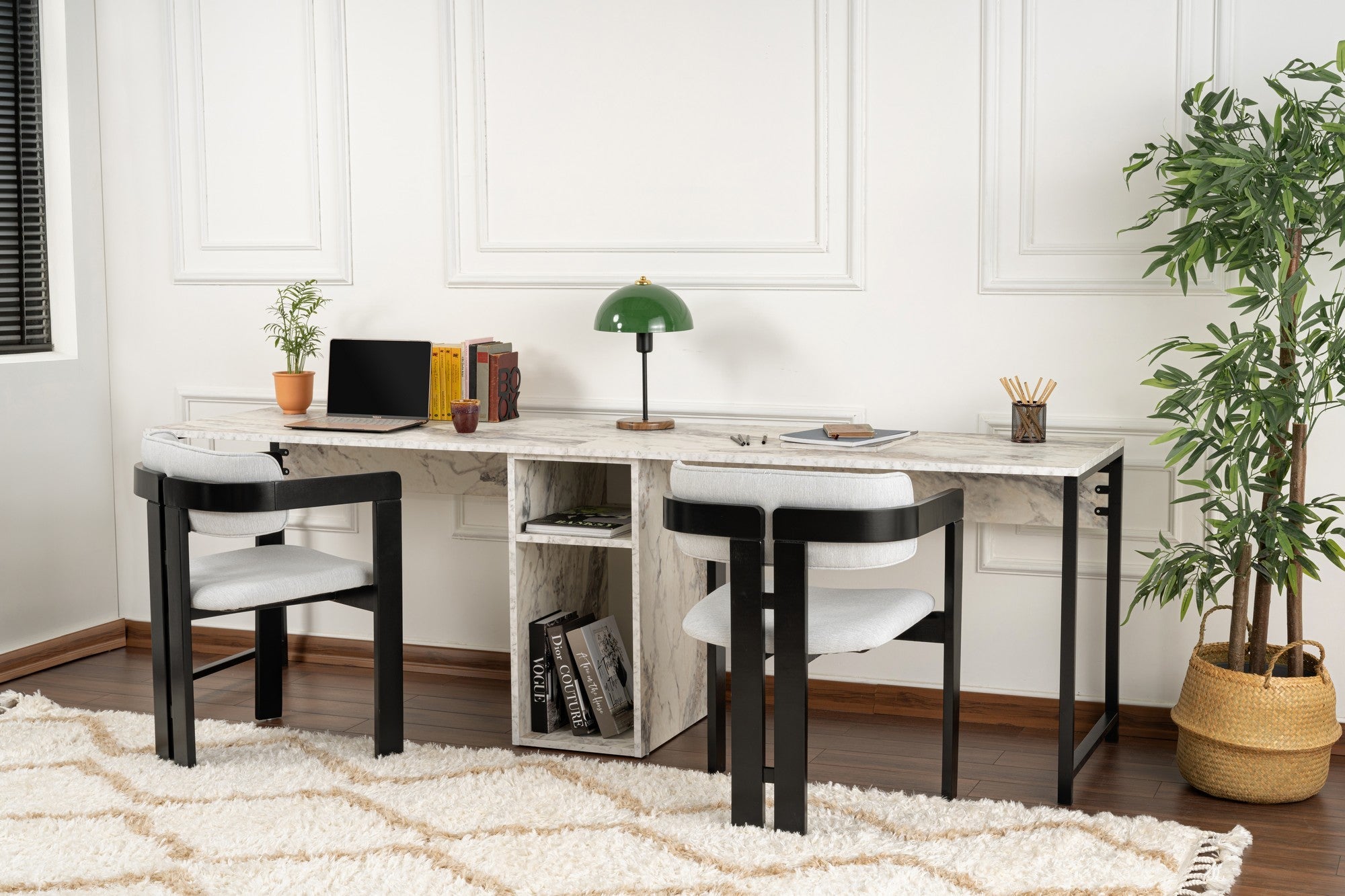 Radni stol Twin Study Desk - Freesia Marble, Black | AG-vitahome.hr
