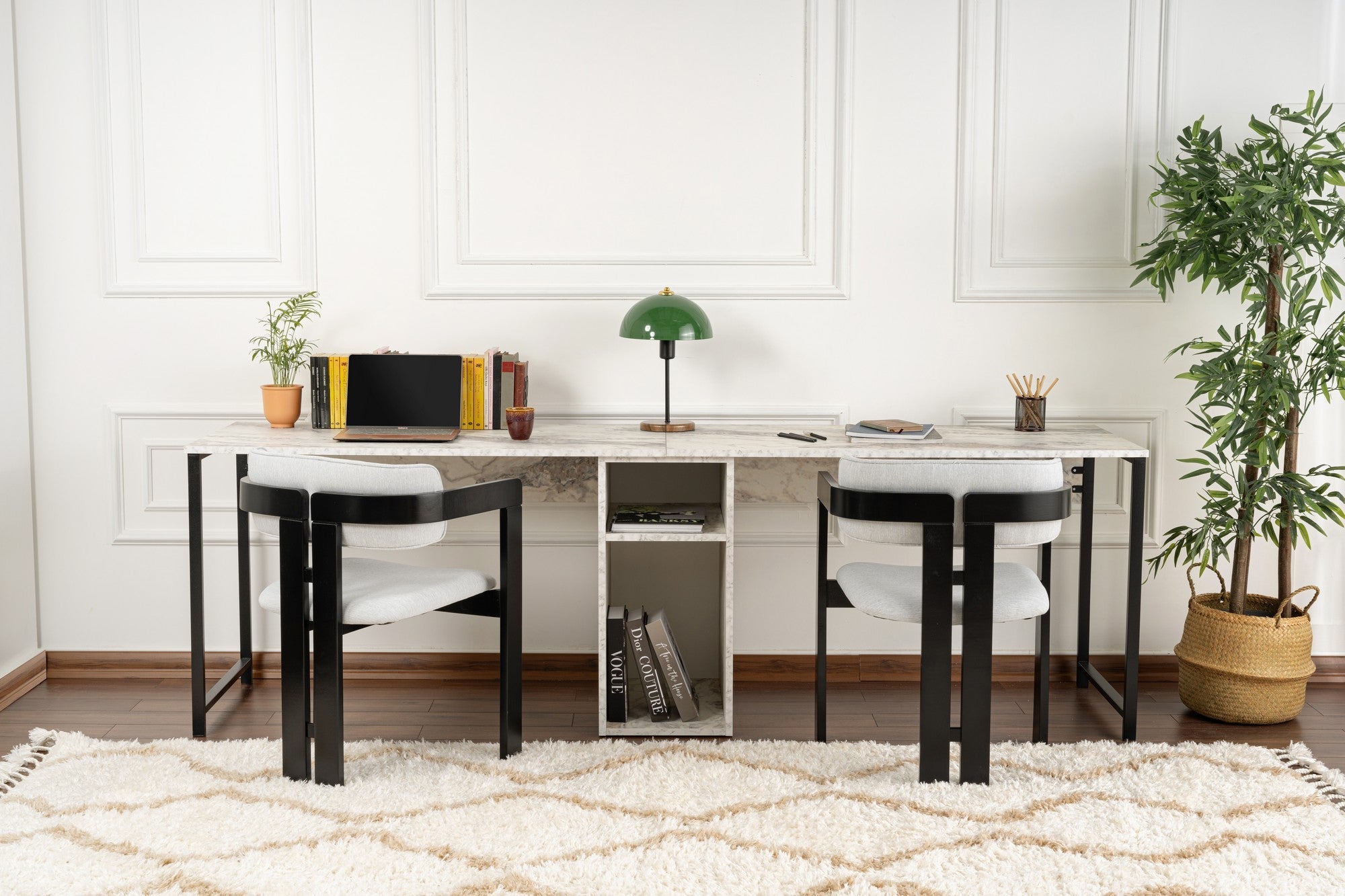 Radni stol Twin Study Desk - Freesia Marble, Black | AG-vitahome.hr
