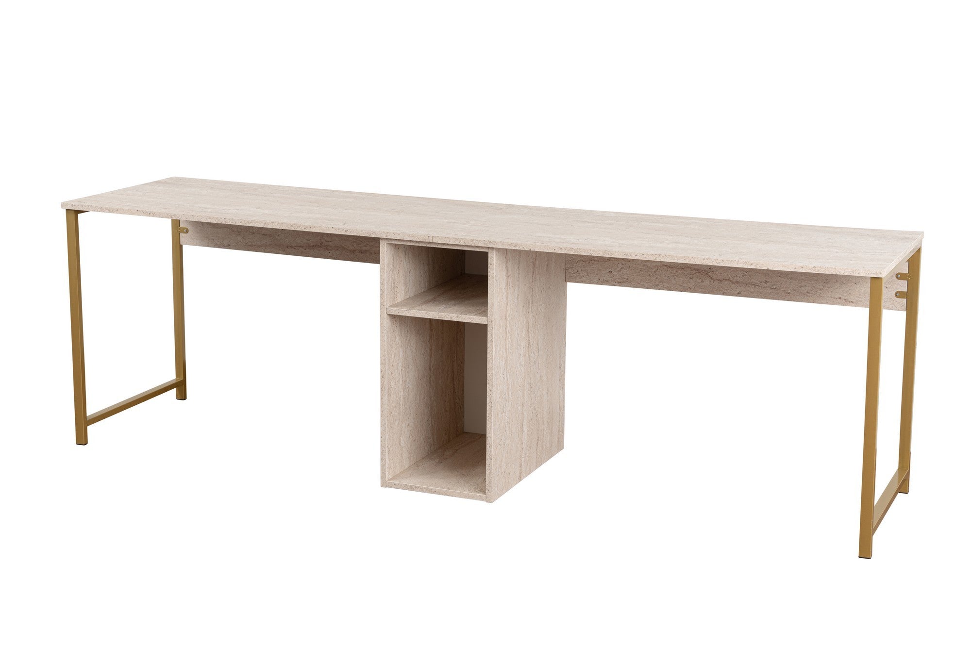 Radni stol Twin Study Desk - Travertine, Gold | AG-vitahome.hr