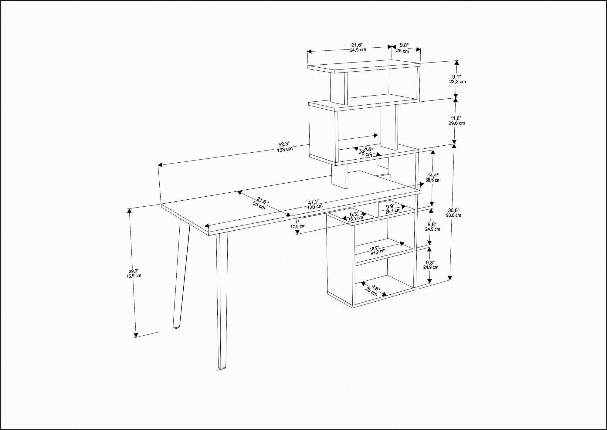 Radni stol Vina - Oak | AG-vitahome.hr
