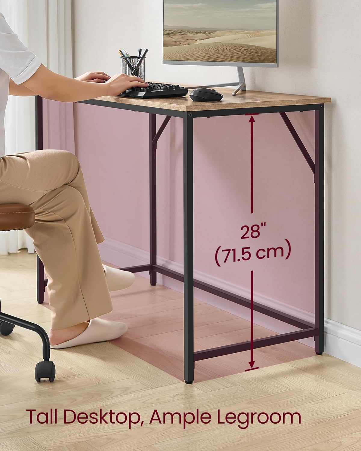 Radni stol za računalo, pisaći stol, 100 x 50 x 76 cm, smeđa i crna boja | VASAGLE-VASAGLE-Vita Home