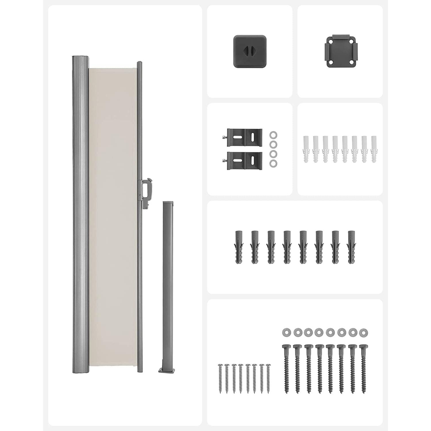 rastezljiva bočna tenda za balkon i terasu, bež 180 x 300 cm | SONGMICS-vitahome.hr
