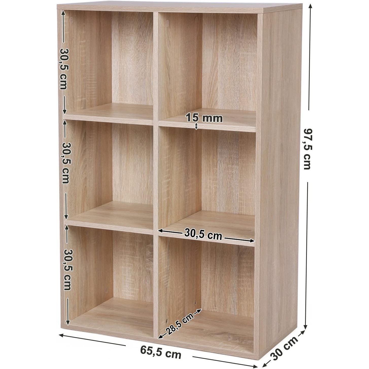 Regal sa 6 odjeljaka 65,5 x 30,5 x 97,5 cm u boji hrasta | Vasagle-vitahome.hr