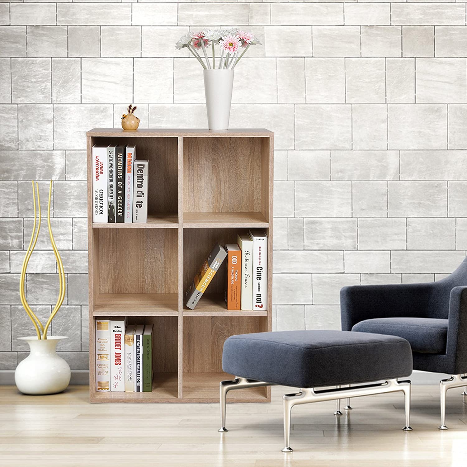 Regal sa 6 odjeljaka 65,5 x 30,5 x 97,5 cm u boji hrasta | Vasagle-vitahome.hr