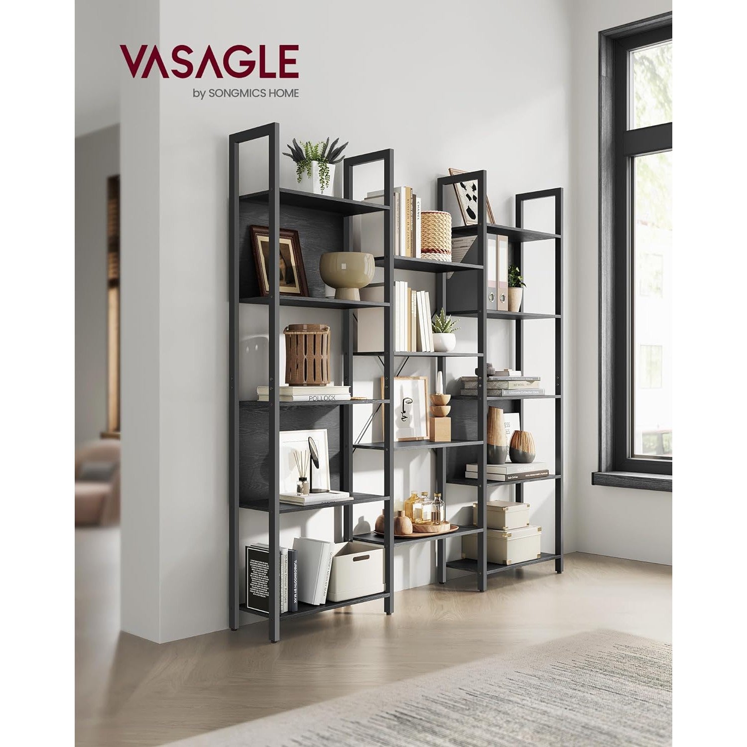 Regal za knjige s 14 polica, 24 x 158 x 166 cm, crne boje | VASAGLE-vitahome.hr