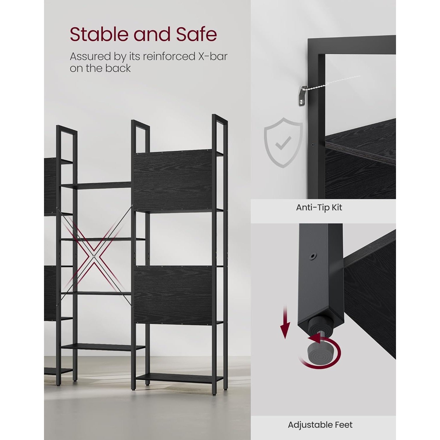 Regal za knjige s 14 polica, 24 x 158 x 166 cm, crne boje | VASAGLE-vitahome.hr