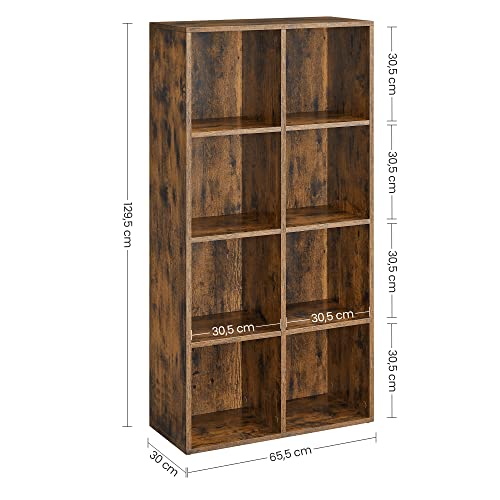 Regal za knjige s 8 kockastih jedinica za pohranu 65,5 x 30 x 13,5 cm, smeđi | VASAGLE-vitahome.hr