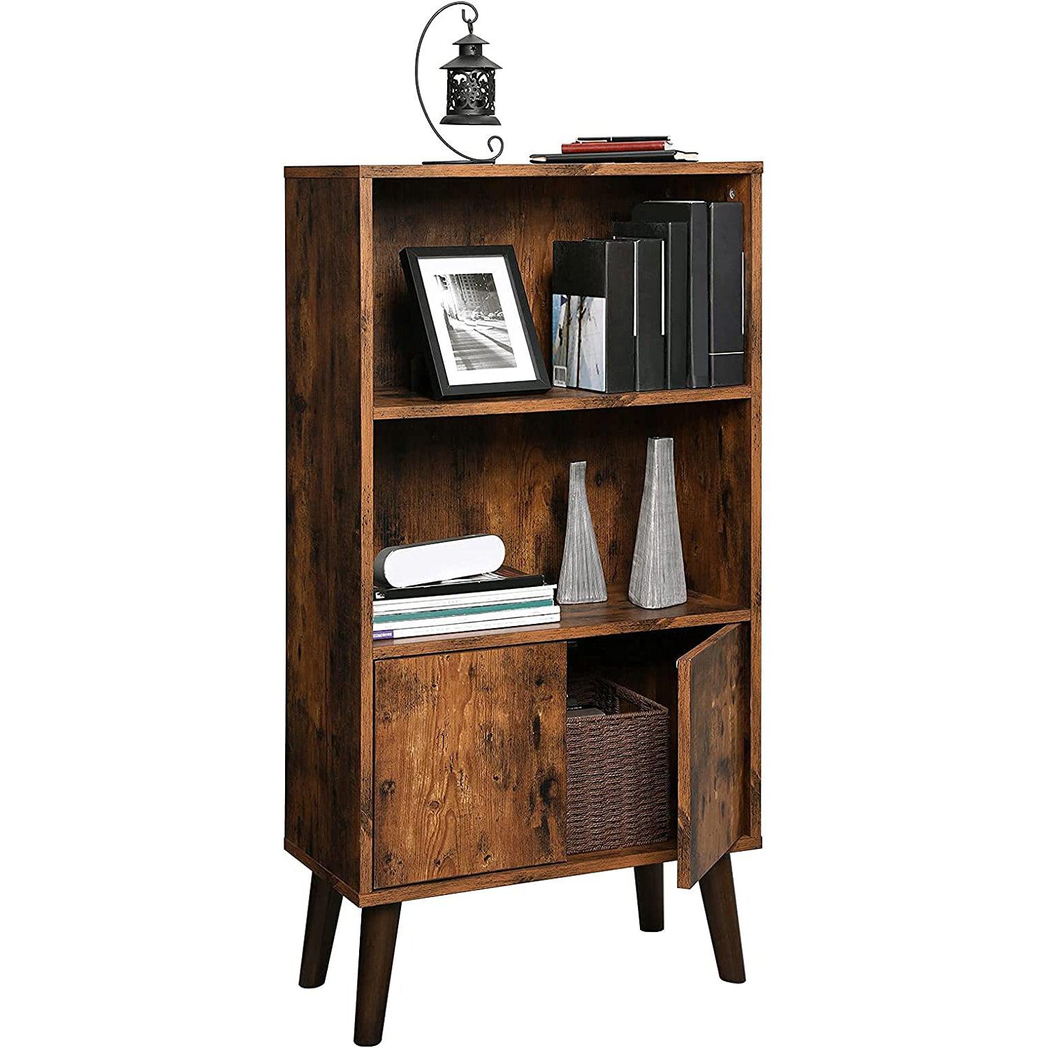 Retro polica za knjige s vratima 60 x 30 x 120 cm smeđa | Vasagle-vitahome.hr