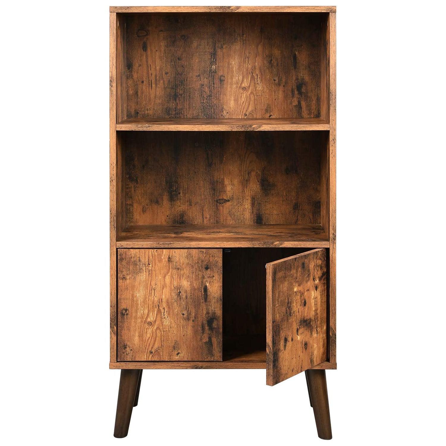 Retro polica za knjige s vratima 60 x 30 x 120 cm smeđa | Vasagle-vitahome.hr