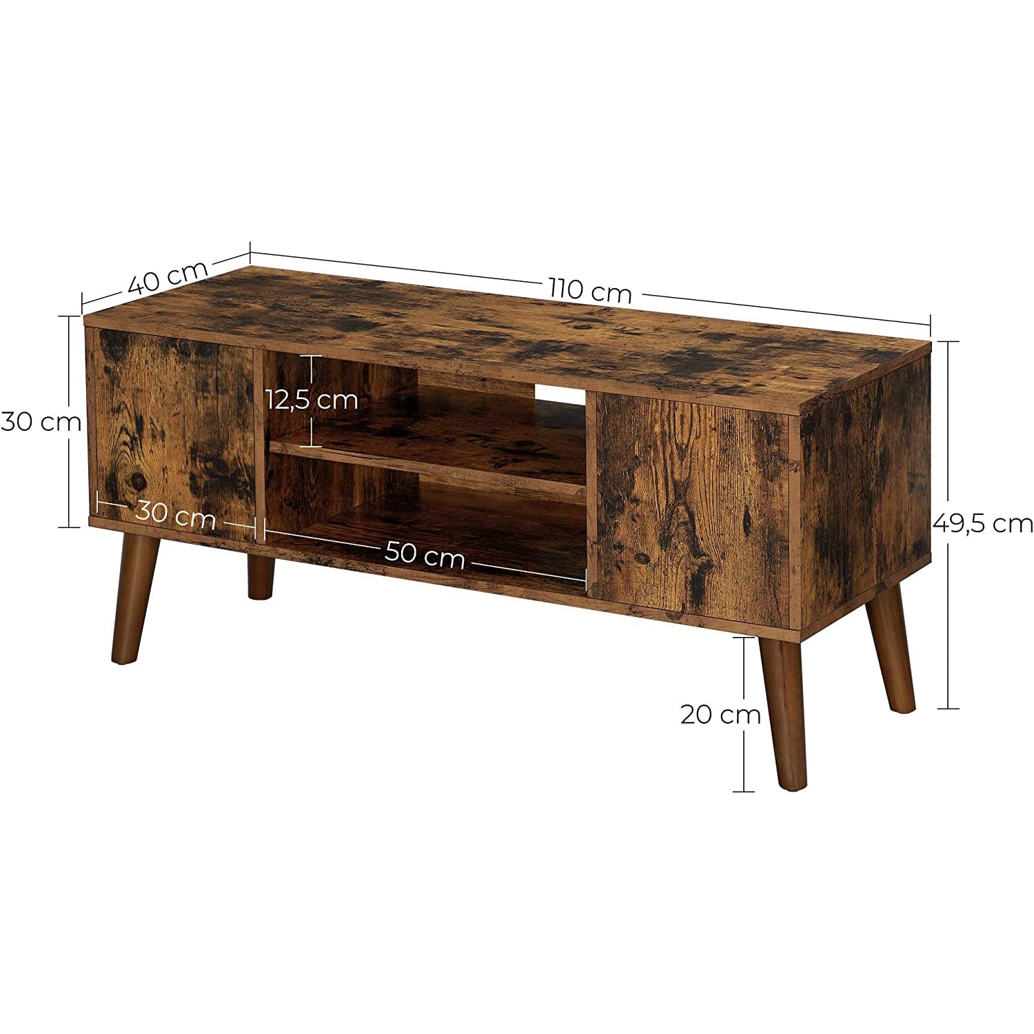 Retro TV ormarić, TV stol 110 x 40 x 49,5 cm | Vasagle-vitahome.hr