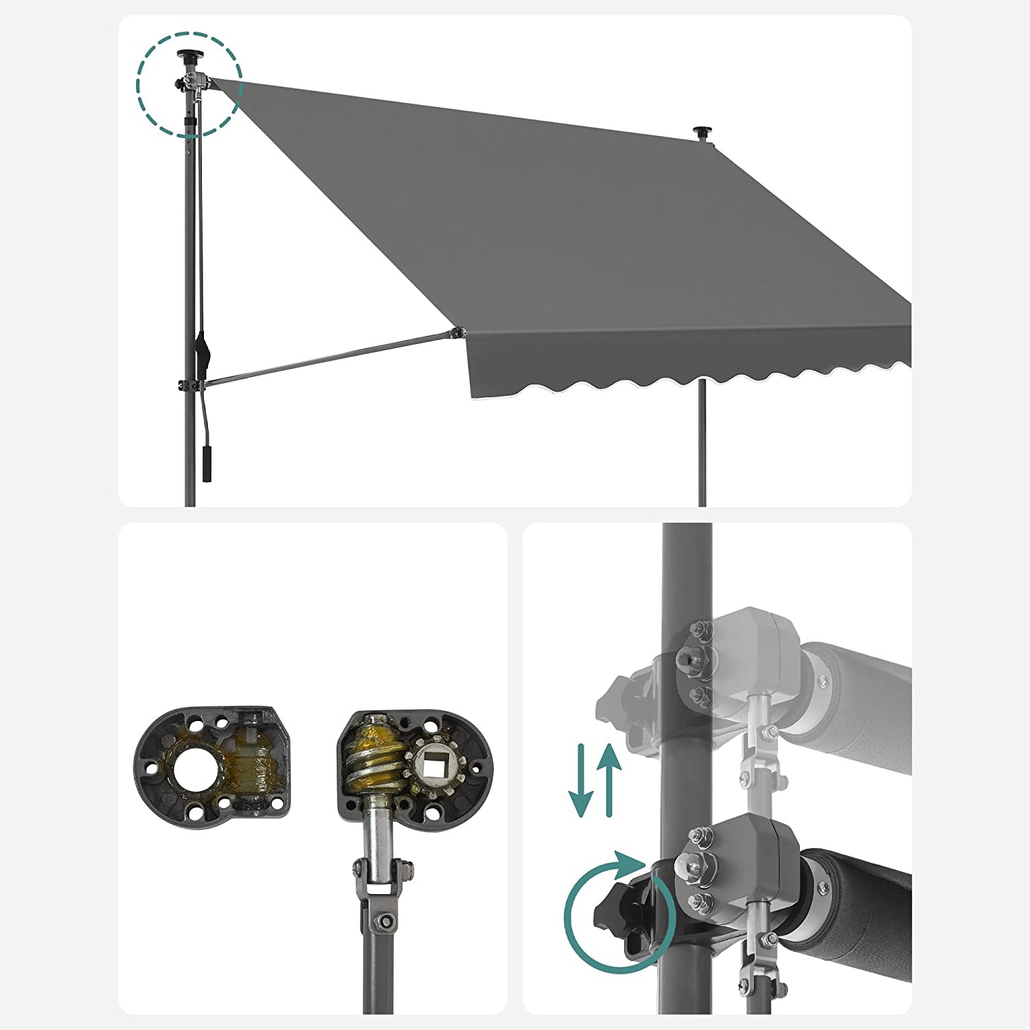 Rolo tenda, 350 x 130 cm, za balkon ili terasu, antracit boje | SONGMICS-vitahome.hr