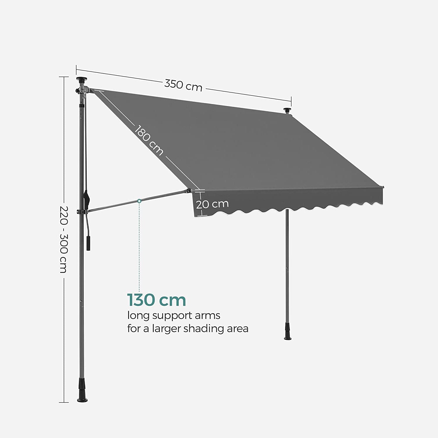 Rolo tenda, 350 x 130 cm, za balkon ili terasu, antracit boje | SONGMICS-vitahome.hr