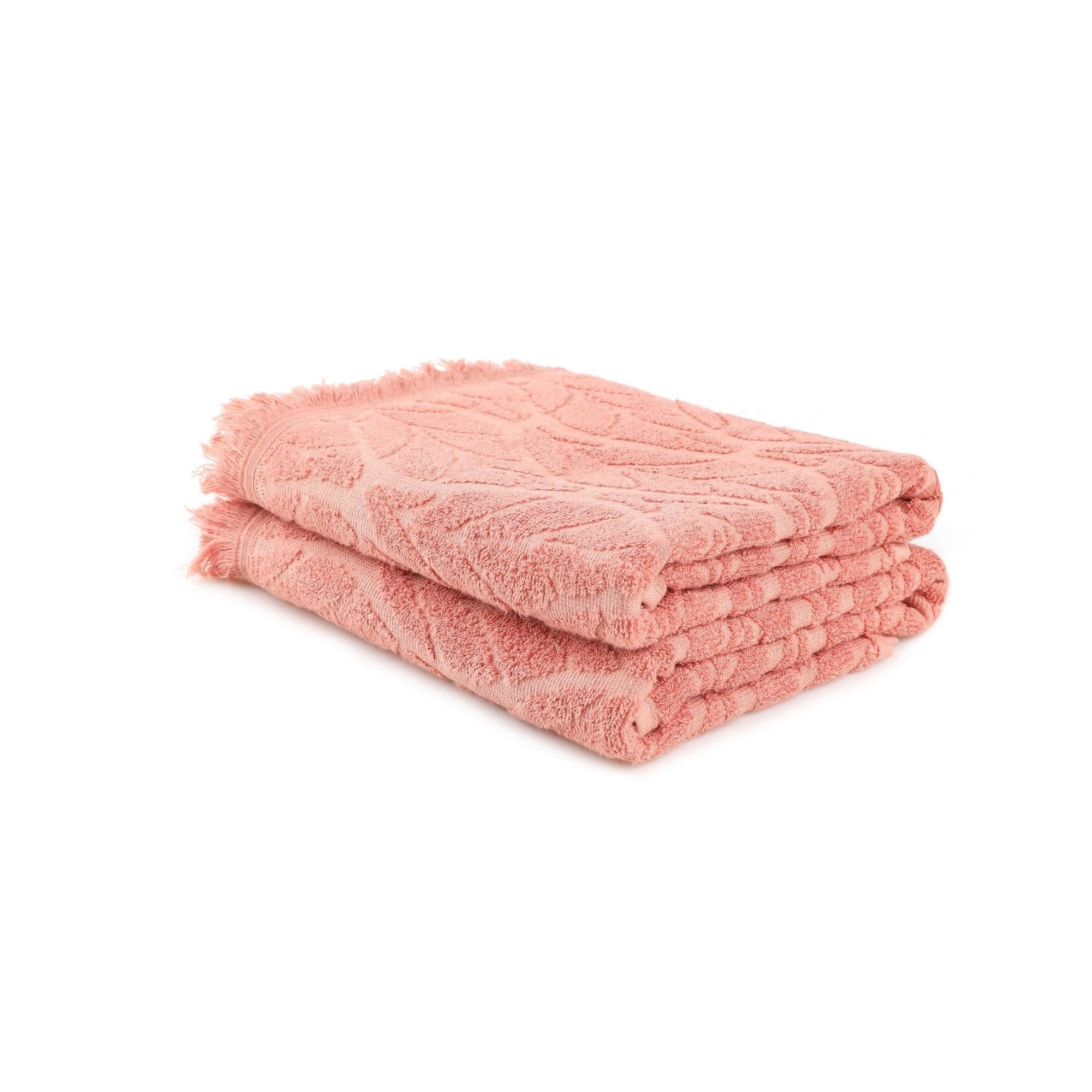 Ručnik za ruke Postavi (2 kom) Leaf - Salmon | AG-vitahome.hr