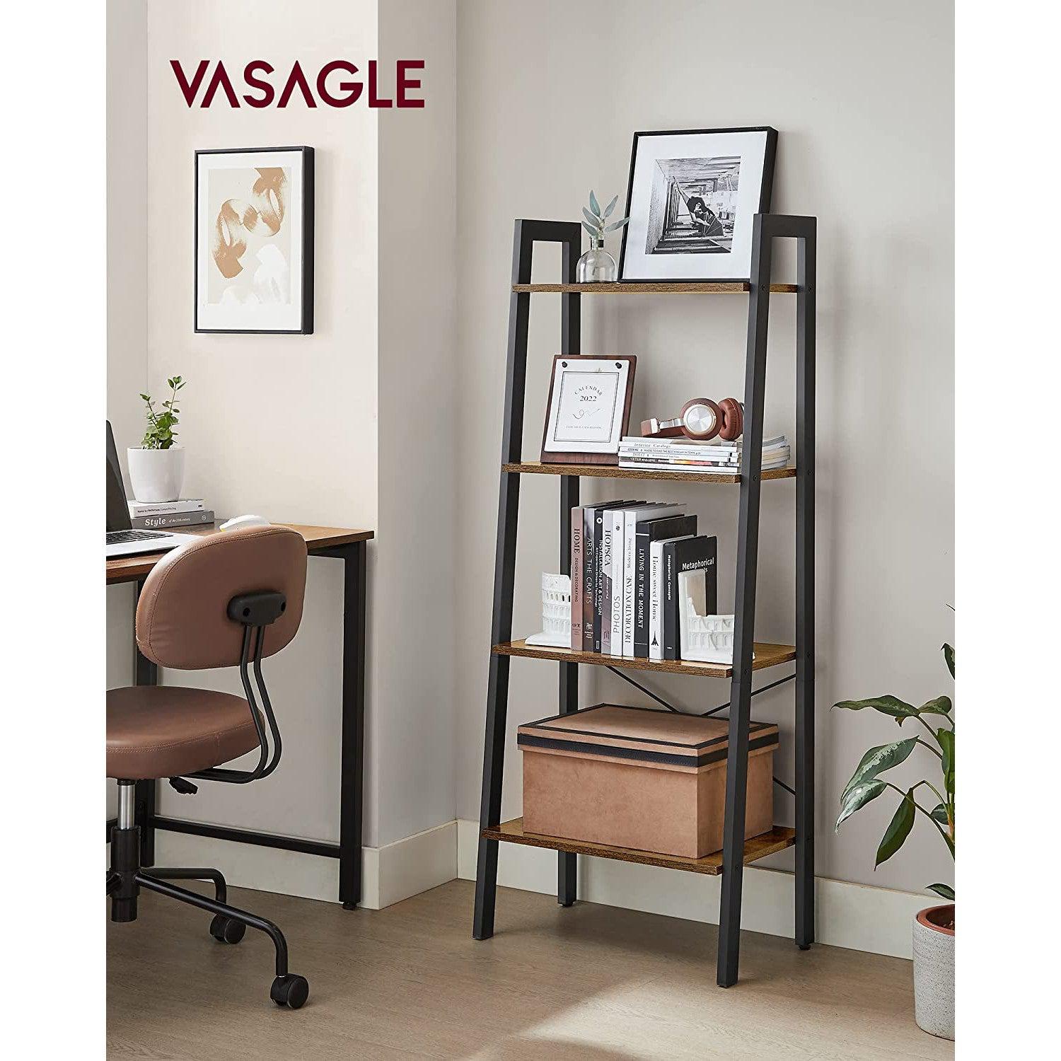 Rustikalna polica za odlaganje s 4 razine, polica s ljestvama 56 x 34 x 136 cm | Vasagle-vitahome.hr