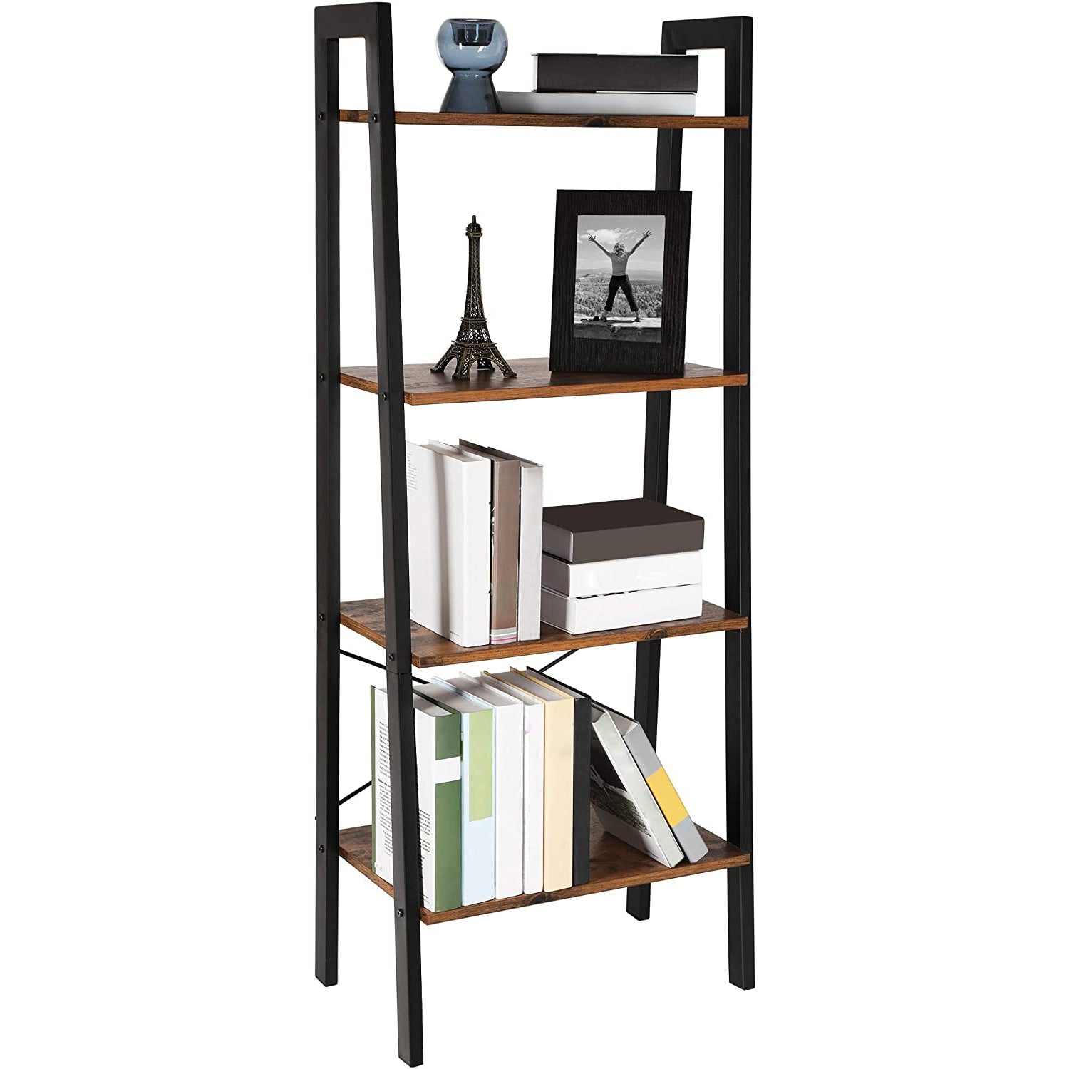 Rustikalna polica za odlaganje s 4 razine, polica s ljestvama 56 x 34 x 136 cm | Vasagle-vitahome.hr
