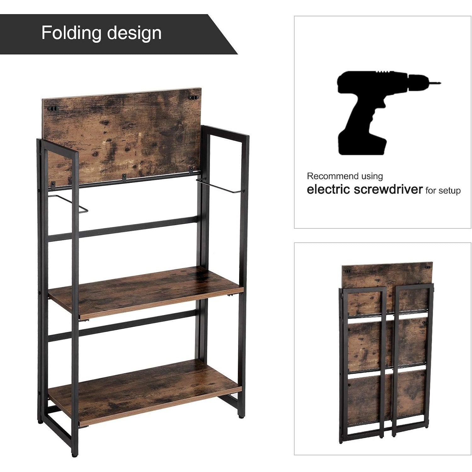 Rustikalna sklopiva polica za odlaganje 60,2 x 30 x 92,8 cm | Vasagle-vitahome.hr
