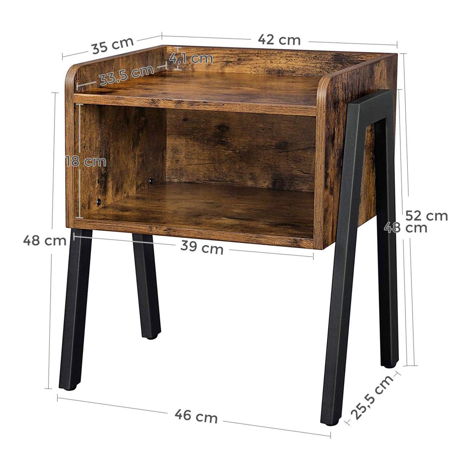Rustikalni stolić, noćni ormarić industrijskog stila s velikim pretincem 42 x 52 x 35 cm | Vasagle-vitahome.hr