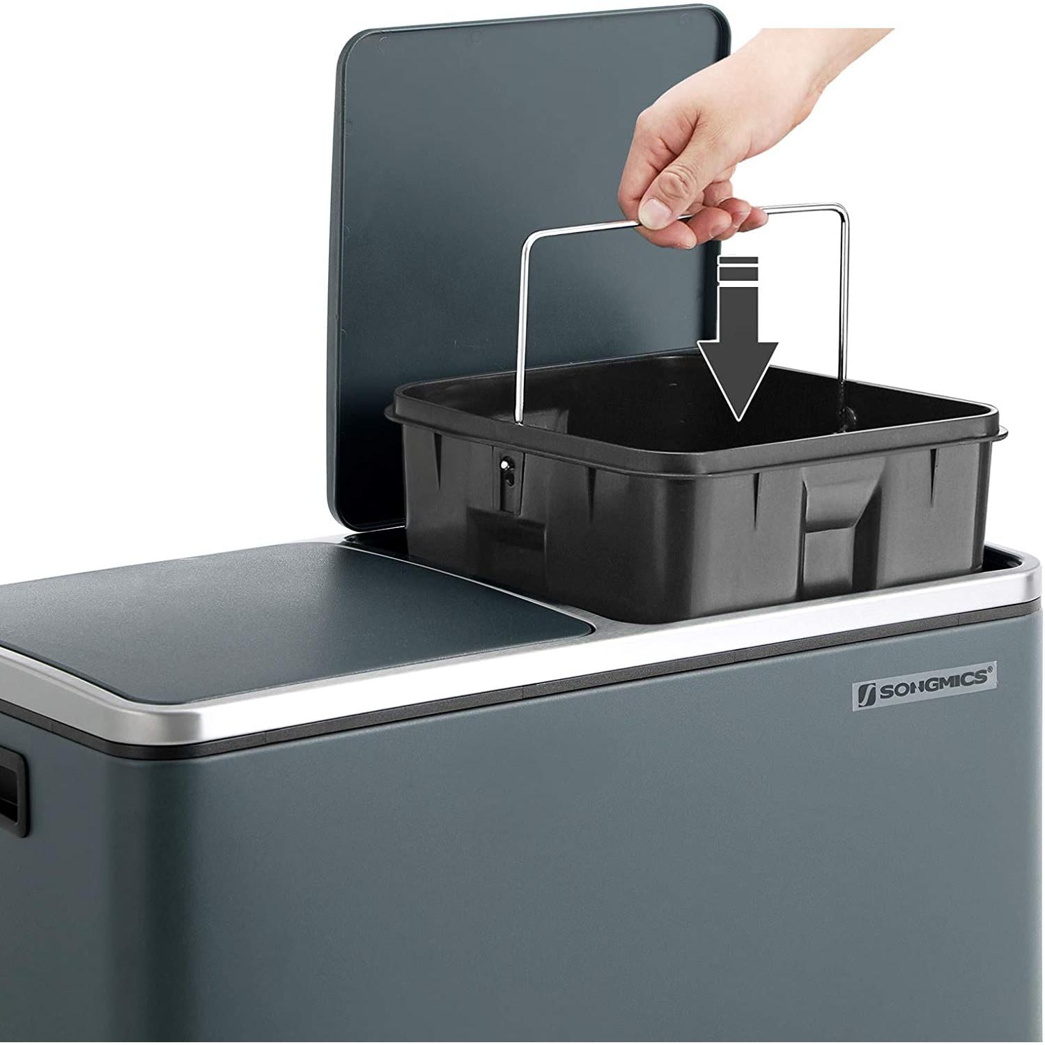 sakupljač otpada, dupla kanta, 2 x 24 litre dimno siva | SONGMICS-vitahome.hr