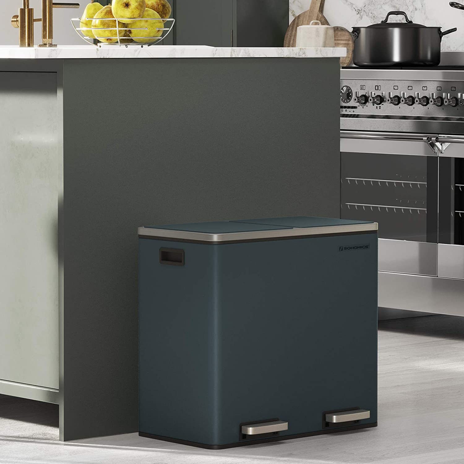 sakupljač otpada, dupla kanta, 2 x 24 litre dimno siva | SONGMICS-vitahome.hr