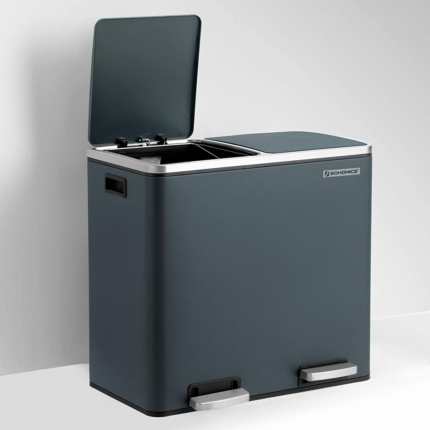 sakupljač otpada, dupla kanta, 2 x 24 litre dimno siva | SONGMICS-vitahome.hr