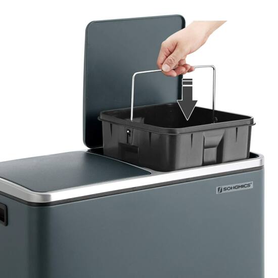 sakupljač otpada, dupla kanta, 2 x 24 litre dimno siva | SONGMICS-vitahome.hr