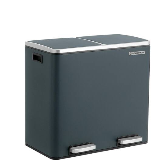 sakupljač otpada, dupla kanta, 2 x 24 litre dimno siva | SONGMICS-vitahome.hr