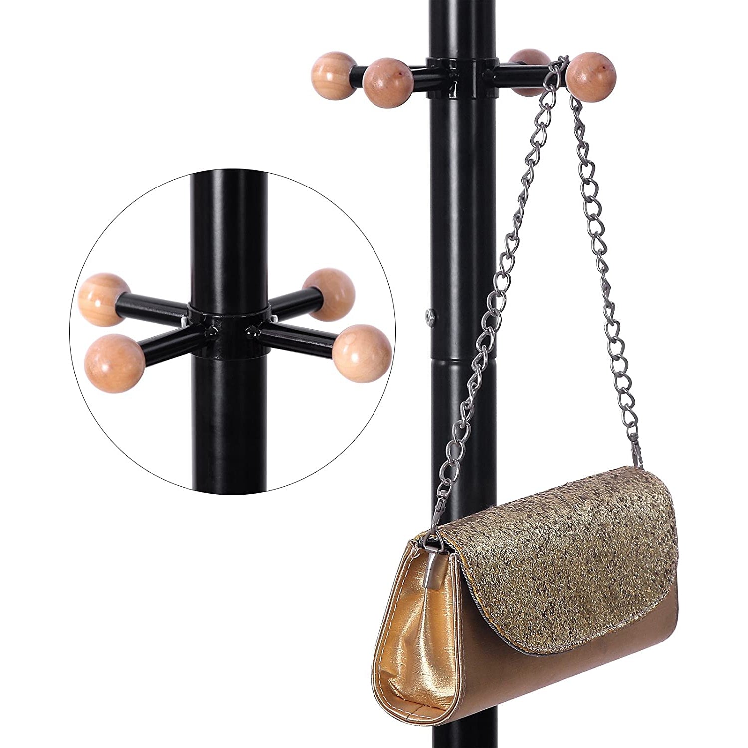 Samostojeća metalna vješalica za kapute, odjeću, visoka 176 cm, crna | SONGMICS-vitahome.hr