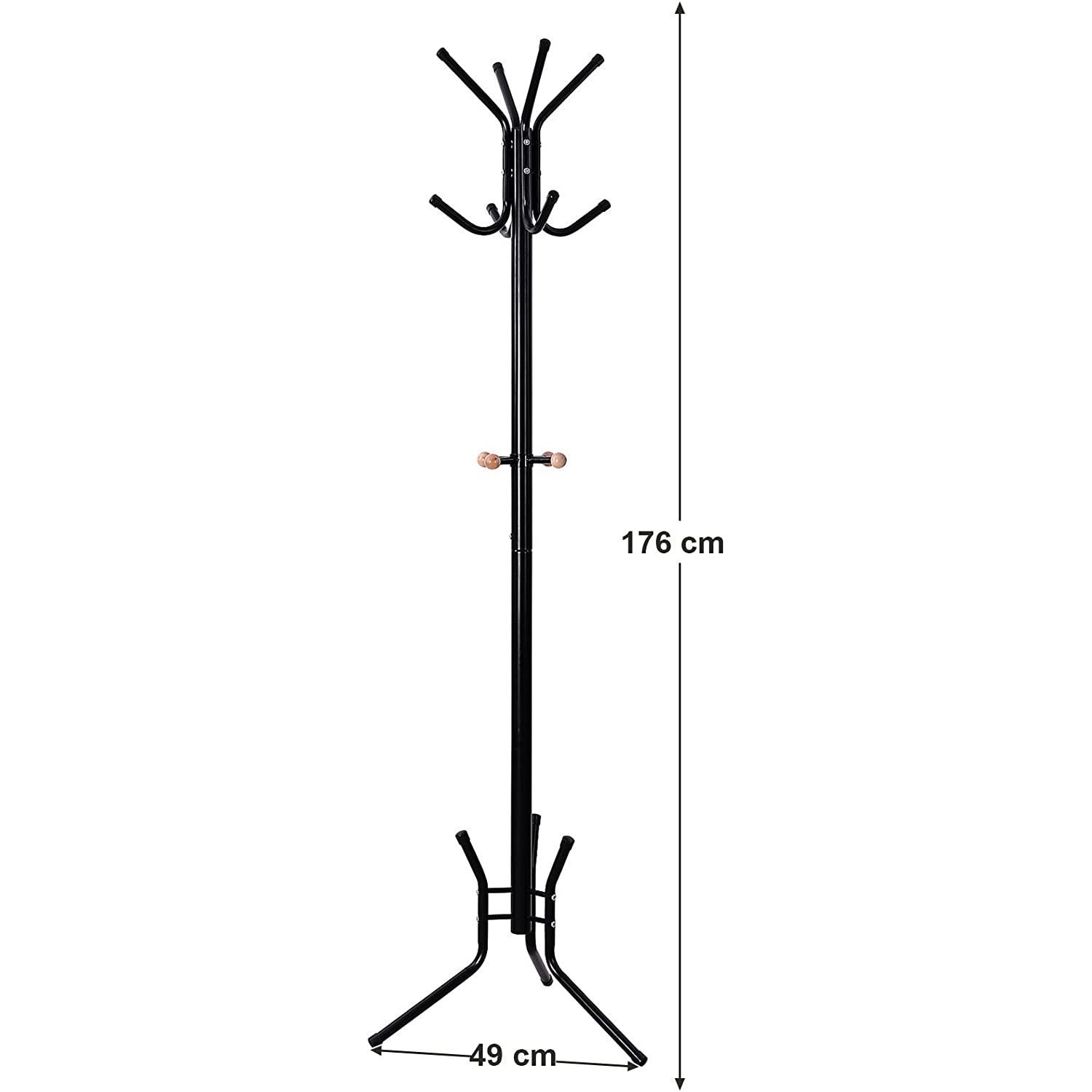 Samostojeća metalna vješalica za kapute, odjeću, visoka 176 cm, crna | SONGMICS-vitahome.hr