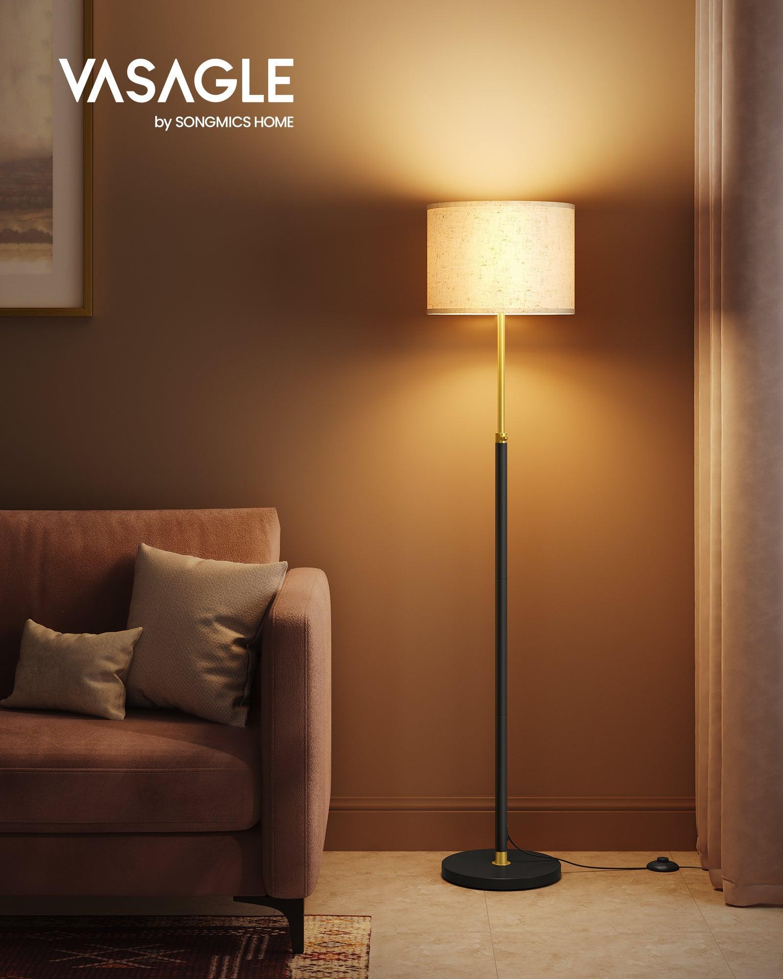 Samostojeća, podna lampa podesivog osvjetljenja, 30 x 30 x (140-170) cm, crno zlatna