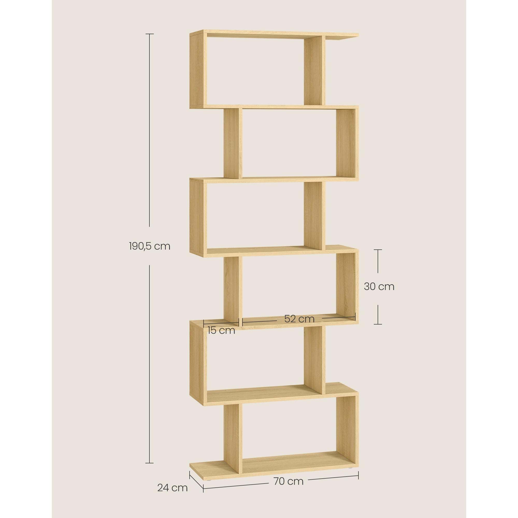 Samostojeća polica na 6 razina, 24 x 70 x 190,5 cm, prirodna boja hrasta | VASAGLE-VASAGLE-Vita Home