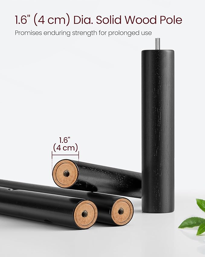 Samostojeća vješalica od punog drveta s podešavanjem visine, crna