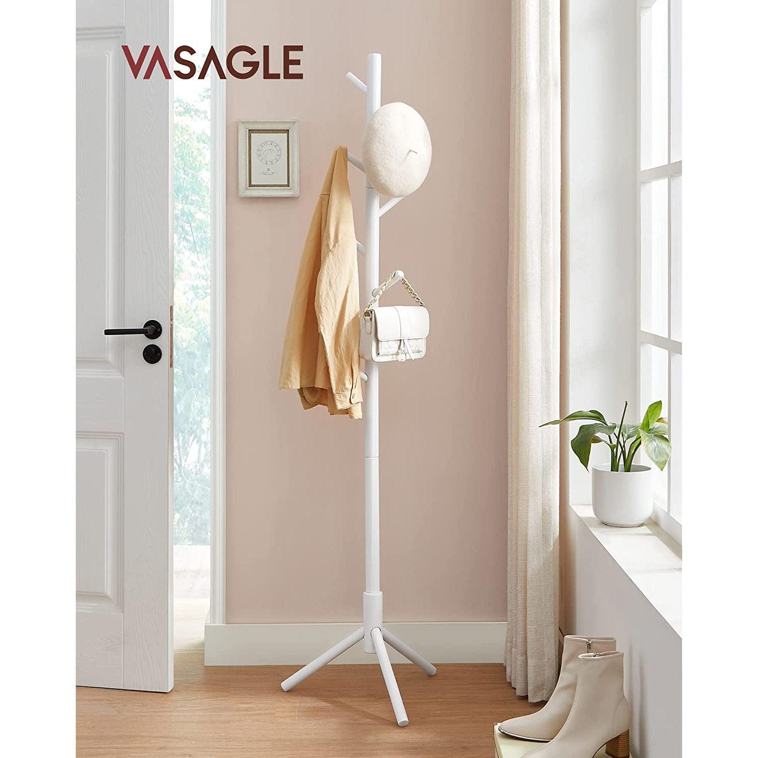 Samostojeća vješalica za kapute od punog drva s 3 opcije visine, bijela | VASAGLE-vitahome.hr